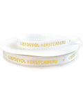 Satijnlint; Liefdevol kerstcadeau - Wit/Goud - 3 meter