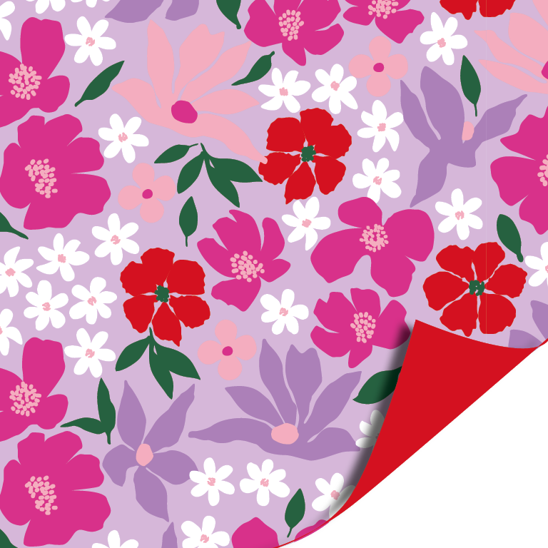 Cadeaupapier; Flowers - Purple - 70x200cm