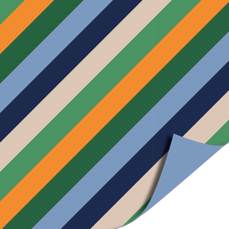 Cadeaupapier; Stripes - Green/Blue - 70x200cm