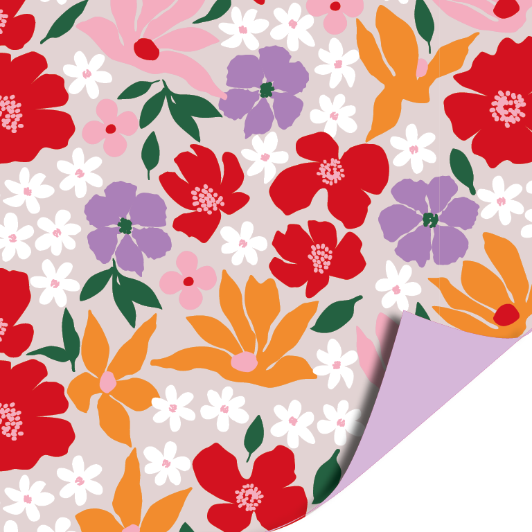Cadeaupapier; Flowers - Beige - 70x200cm