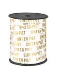 Cadeaulint; Sint en Piet - wit/goud - 5 meter