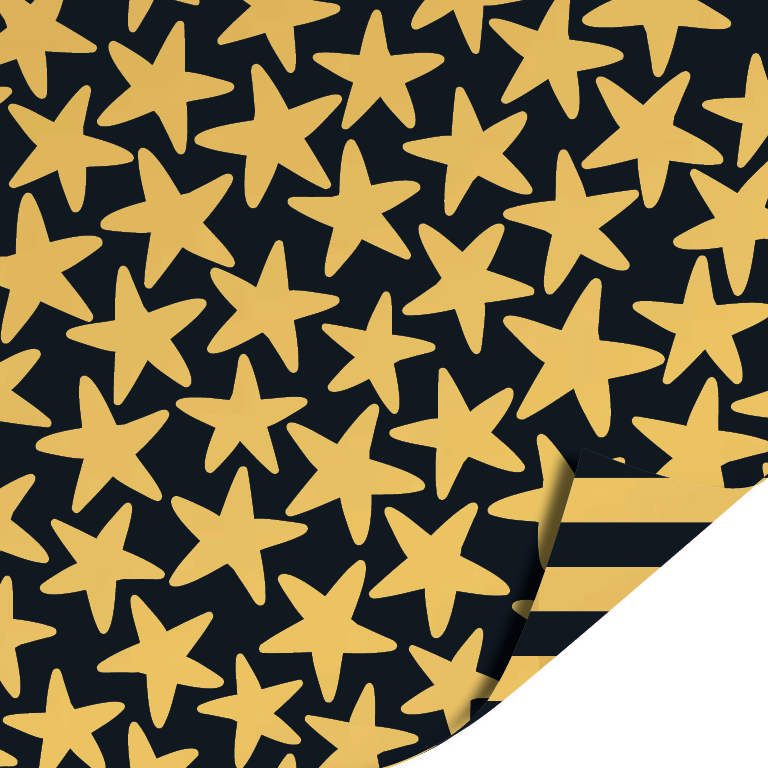 Cadeaupapier; Stars Black - 70x200cm