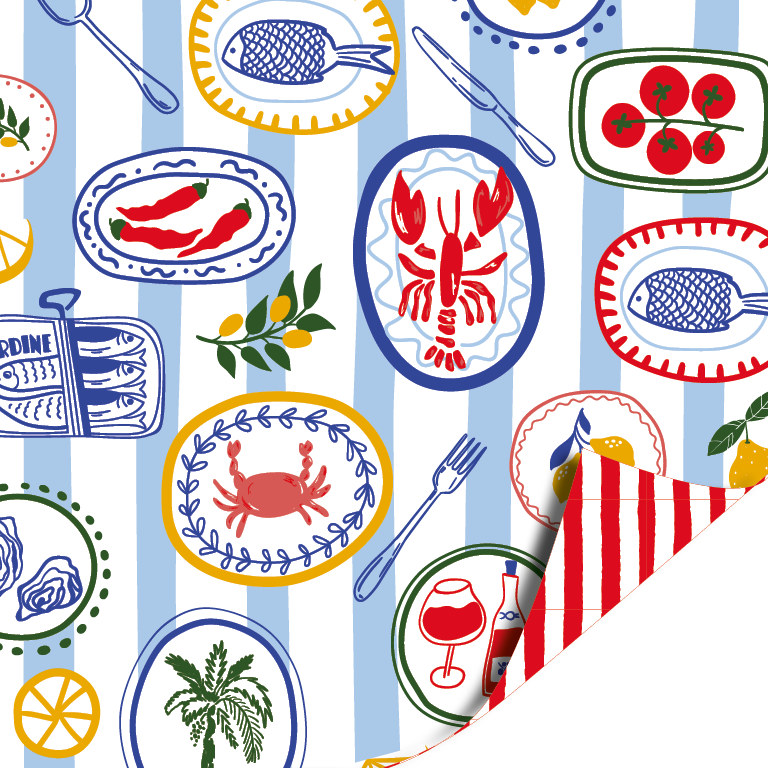 Cadeaupapier; Sea Food - 70x200cm