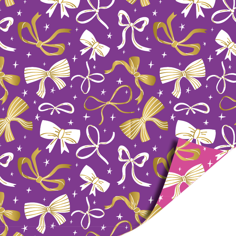 Cadeaupapier; Bows - Purple - 70x200cm