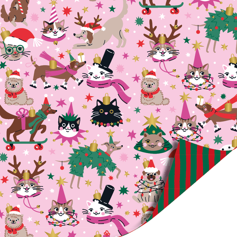 Cadeaupapier; Christmas Pets - 70x200cm