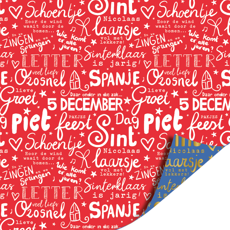 Cadeaupapier; Letterpret - rood - 70x200cm