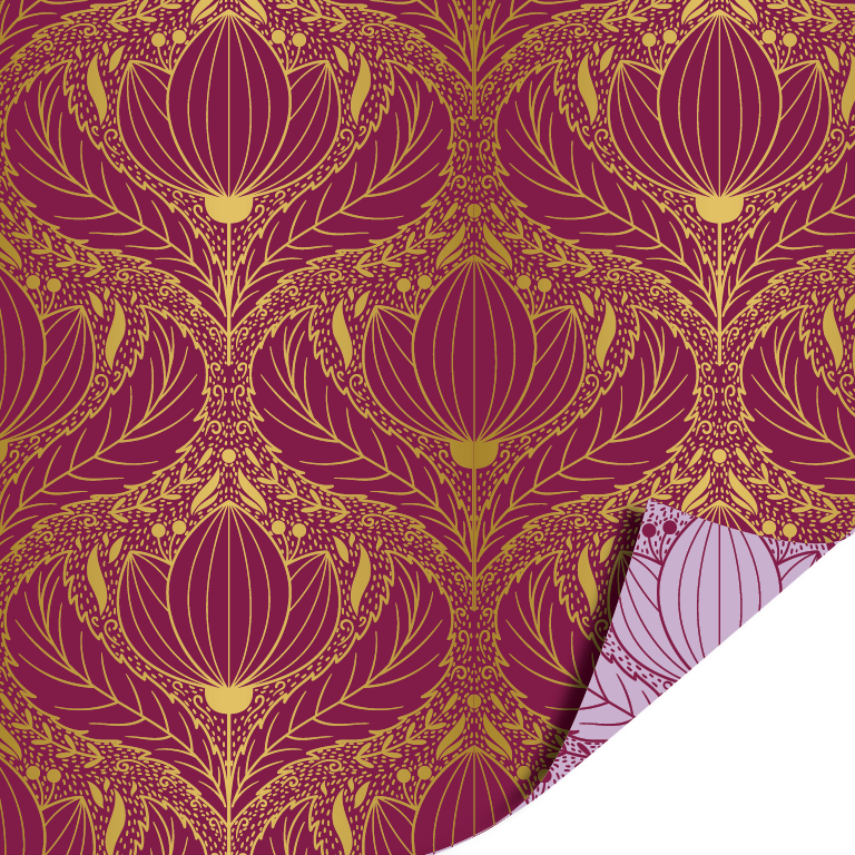 Cadeaupapier; Luxury Lotus - purple - 70x200cm