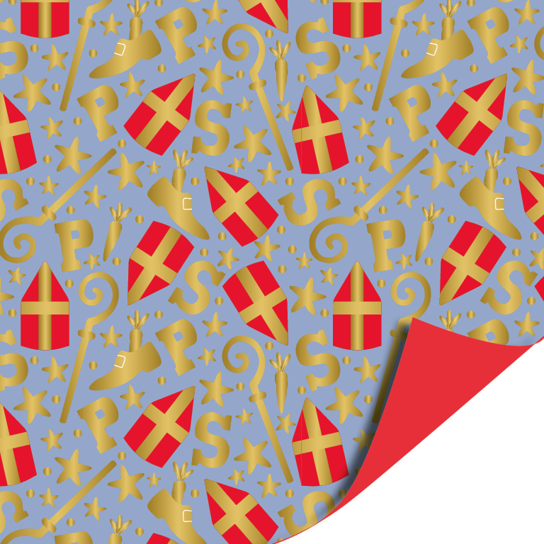 Cadeaupapier; Mijterpret - blauw - 70x200cm