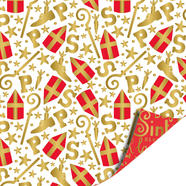 Cadeaupapier; Mijterpret - wit - 70x200cm