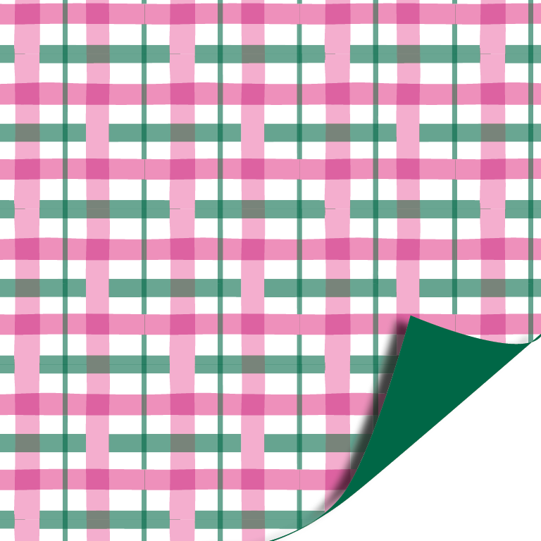 Cadeaupapier; Ruit - roze/groen - 70x200cm