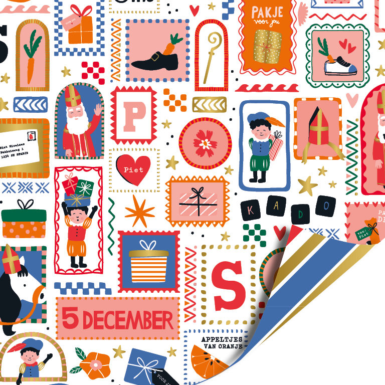 Cadeaupapier; Sinterklaaspret - 70x200cm