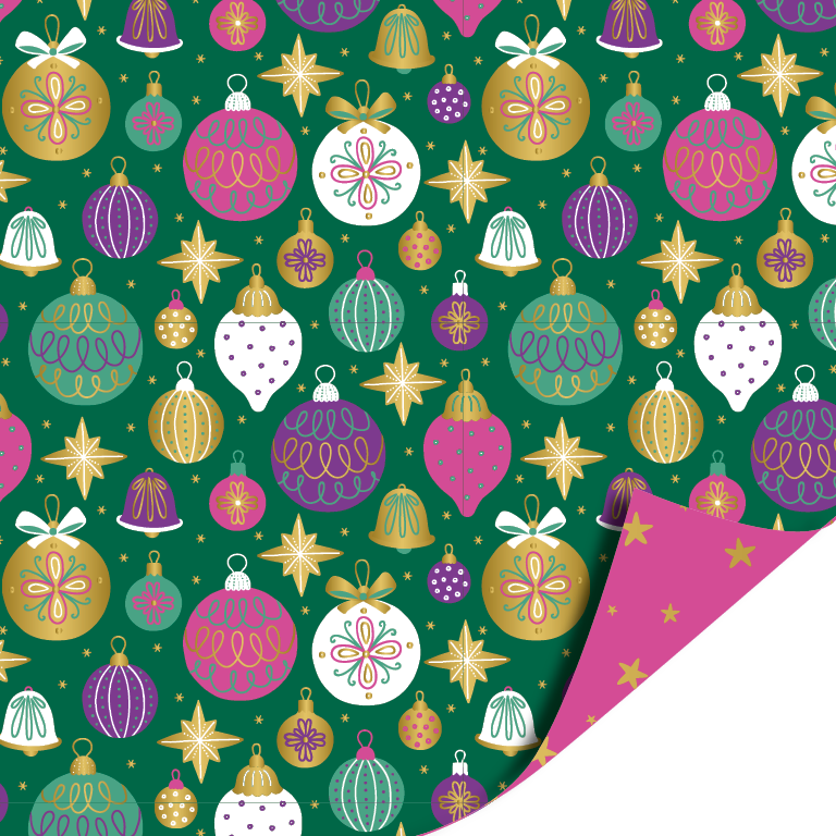Cadeaupapier; Ornaments green - 70x200cm
