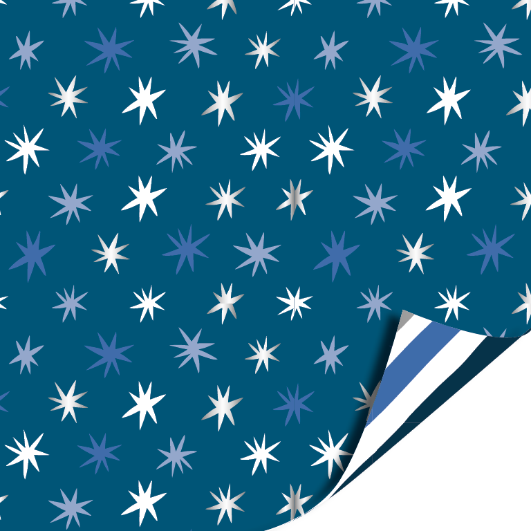 Cadeaupapier; Winterstars blue - 70x200cm