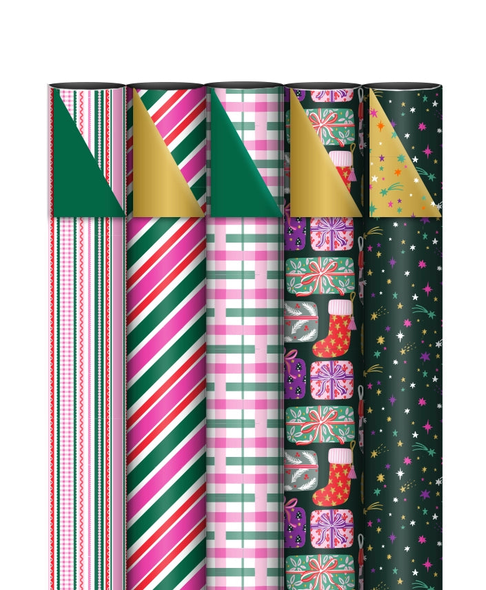Cadeaupapier; Funky Christmas - 5 rollen - 70x200cm
