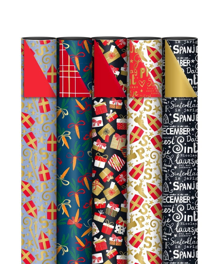 Cadeaupapier; Sinterklaasluxe - 5 rollen - 70x200cm