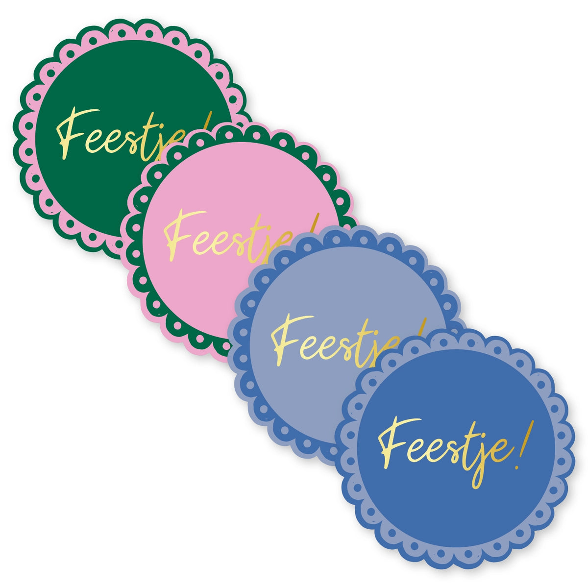 Cadeausticker; Feestje - 4 varianten - 10x