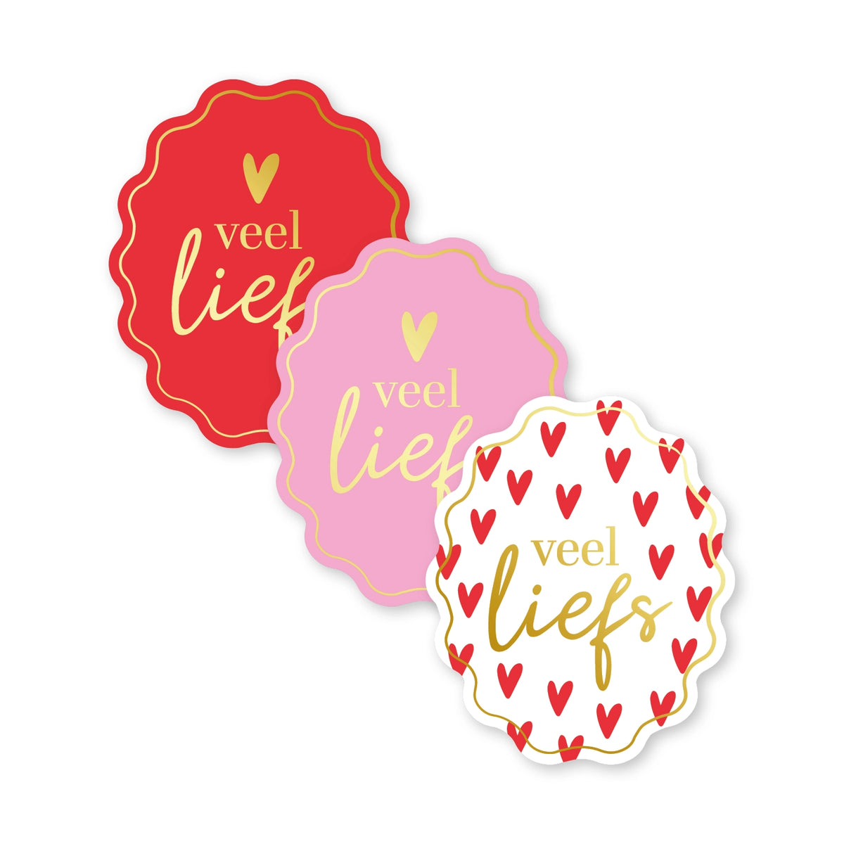Cadeausticker: Veel liefs - 3 varianten - 10x