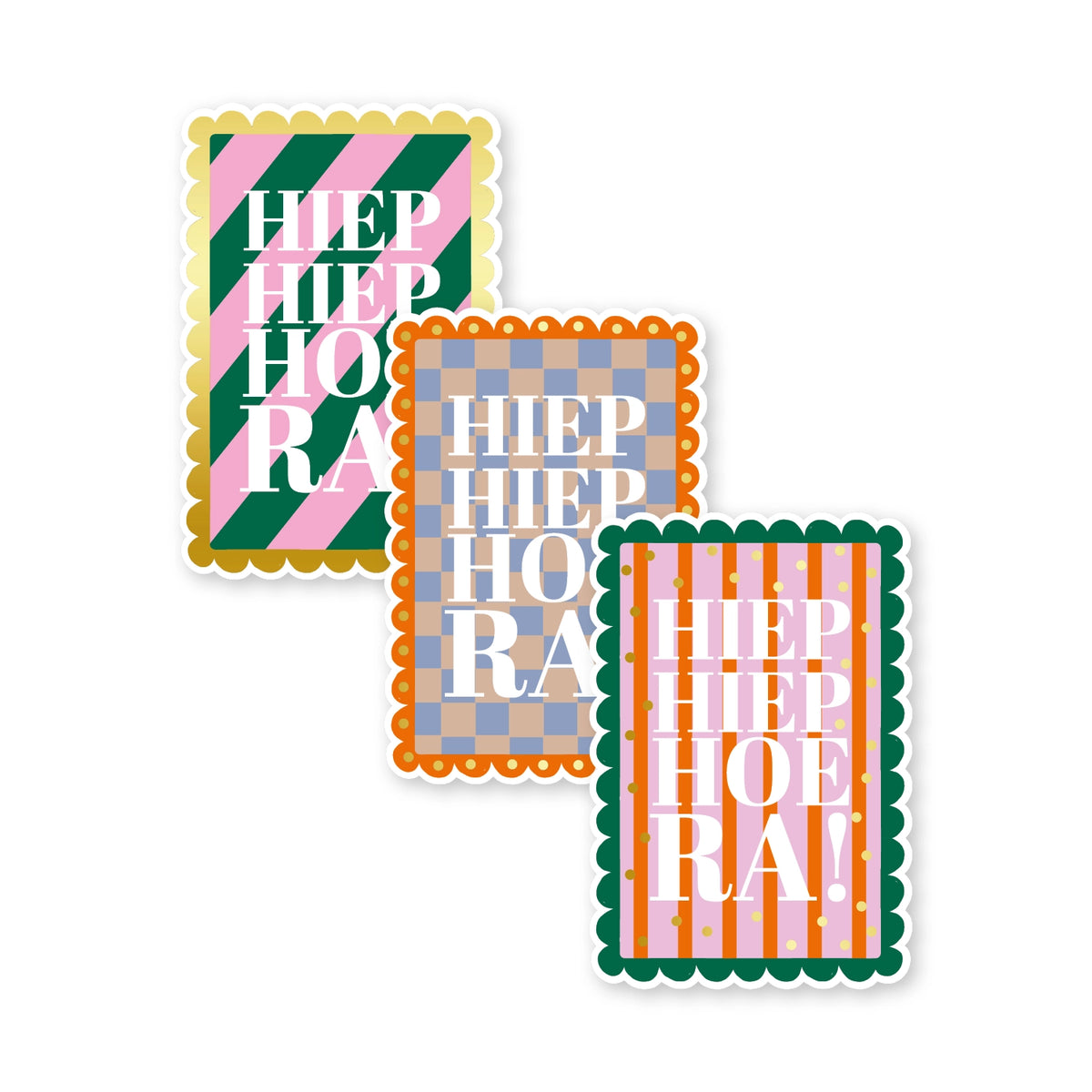 Cadeausticker; Hiep hiep hoera! - 3 varianten - 10x