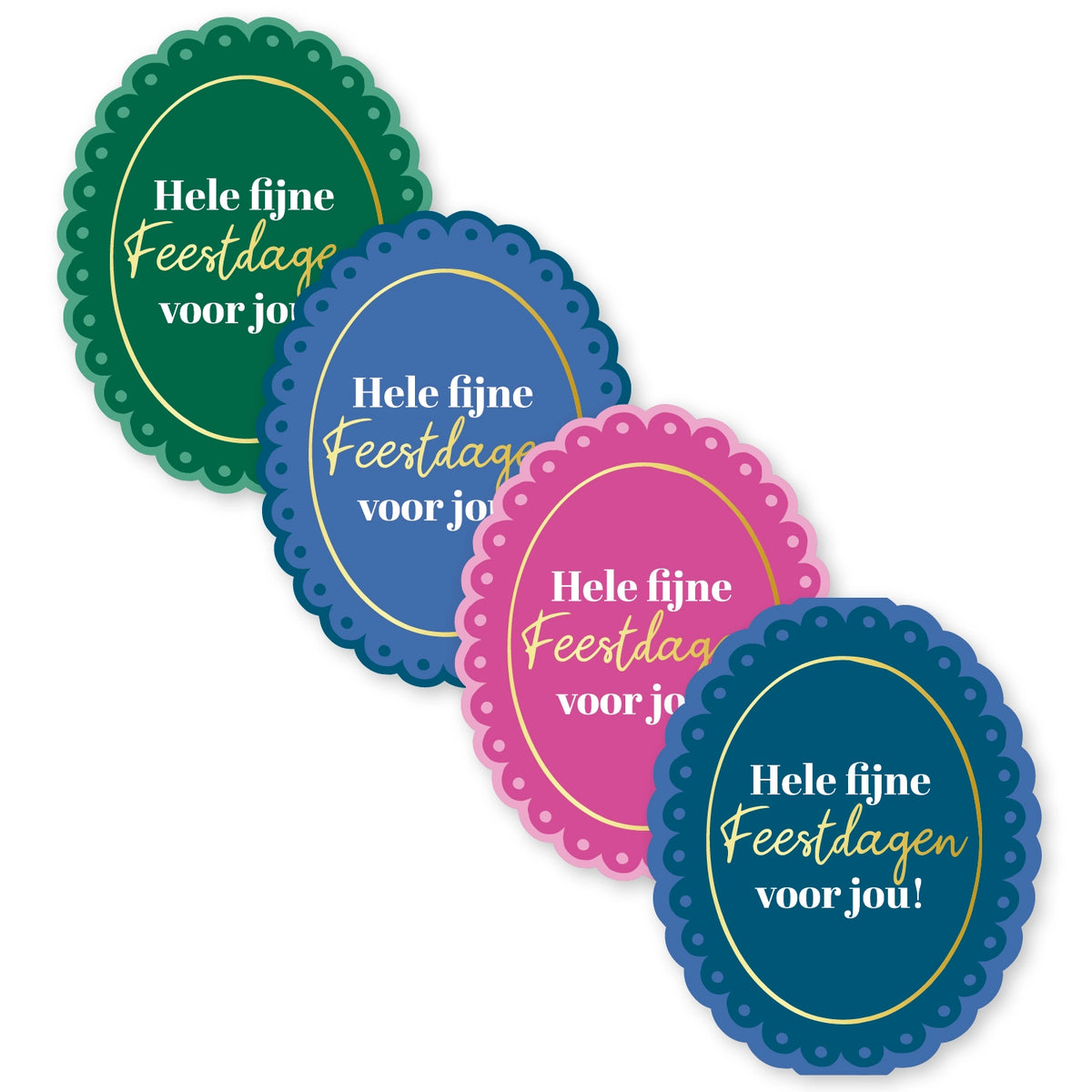 Cadeausticker; Hele fijne feestdagen voor jou! - 4 varianten - 10x