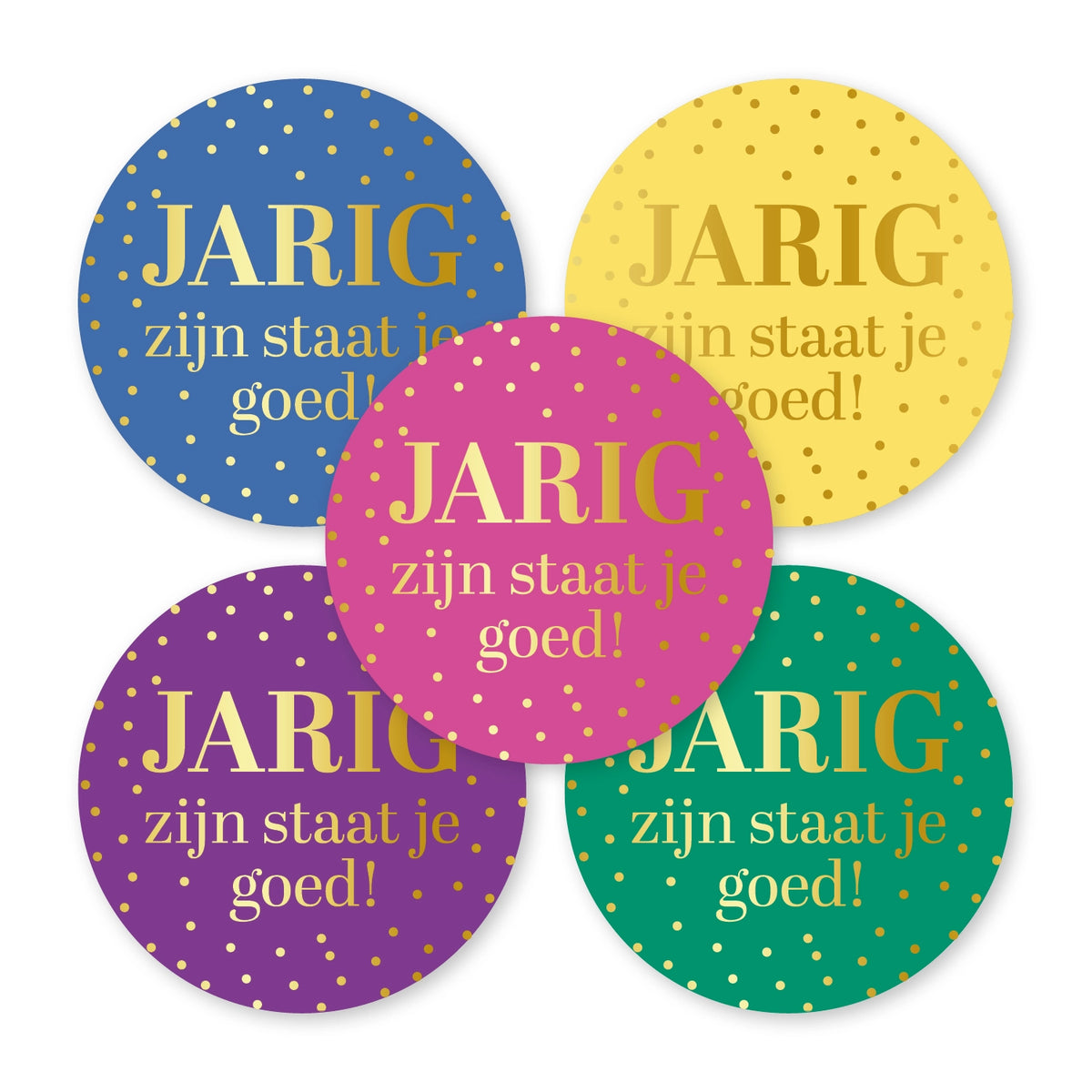Cadeausticker; Jarig zijn staat je goed! - 5 varianten - 10x
