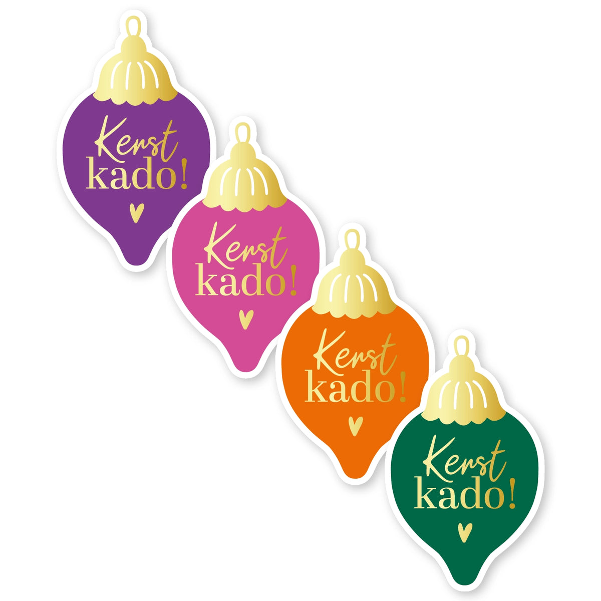 Cadeausticker; Kerstkado! - 4 varianten - 10x