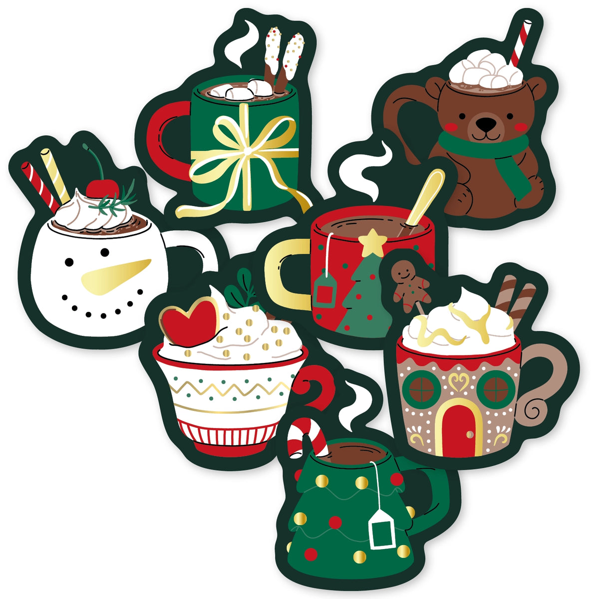 Cadeausticker; Christmas mugs - 7x