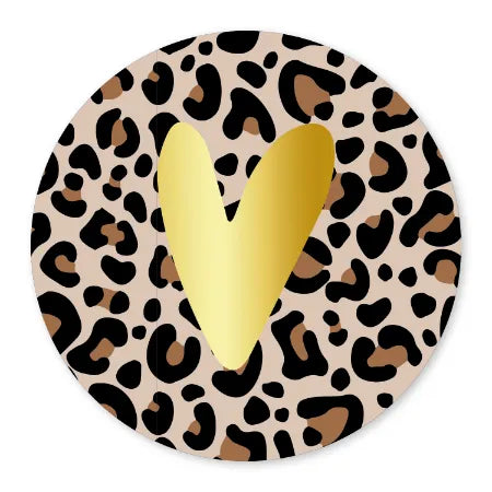 Cadeausticker; Leopard + hartje - 10x