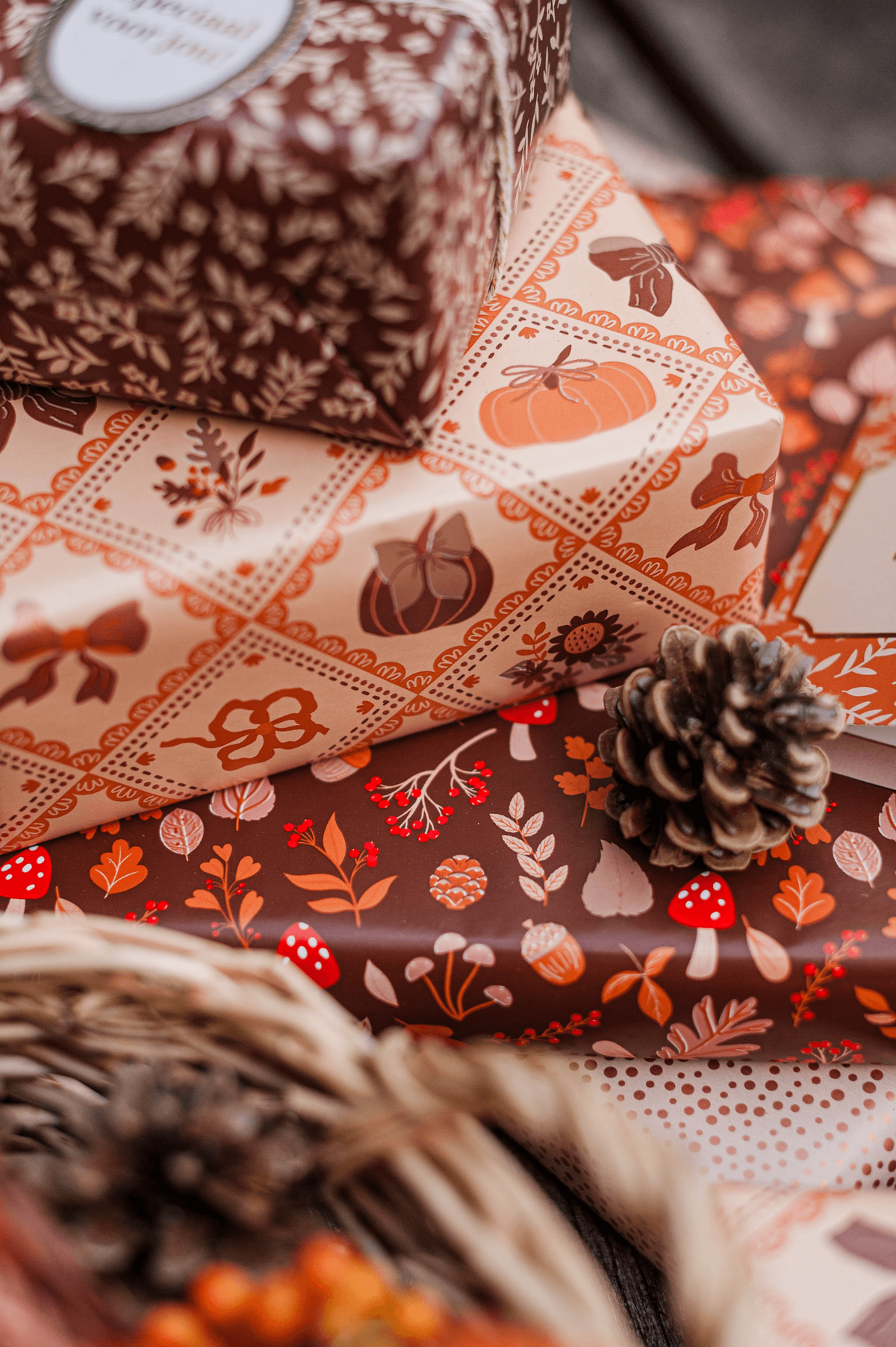 Cadeaupapier; Autumn Vibes - 5 rollen - 70x200cm