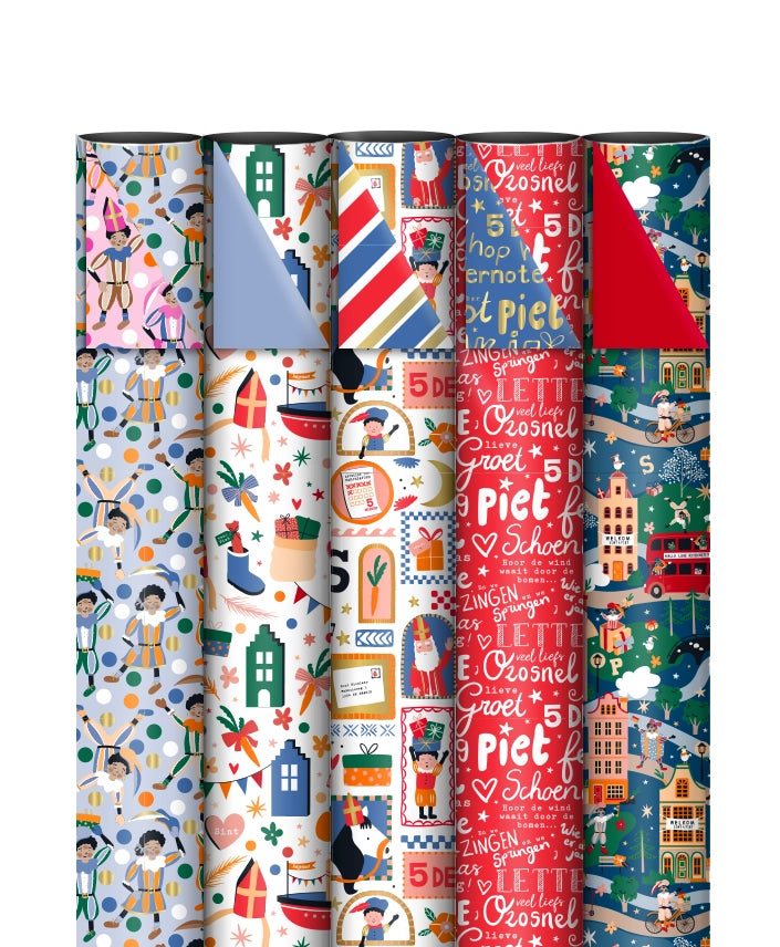 Cadeaupapier; Sinterklaasfeest - 5 rollen - 70x200cm
