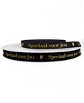 Satijnlint; Speciaal voor jou - Zwart/Goud - 3 meter