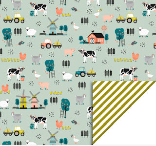 cadeaupapier boerderij olive green