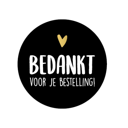 cadeausticker bedankt voor je bestelling zwart