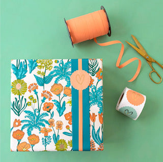 cadeaupapier flowers vintage nude