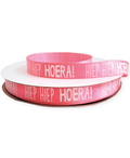 satijnlint roze hiep hiep hoera