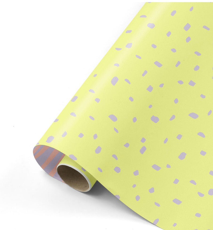 cadeaupapier minimal dots geel lila