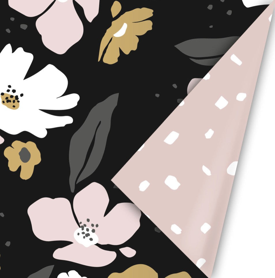 cadeaupapier fresh flowers zwart