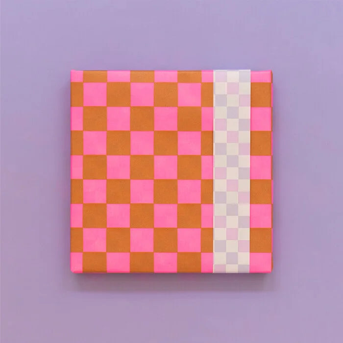 cadeaupapier big check fluor pink