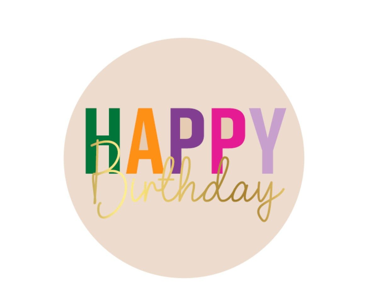 cadeausticker happy Birthday color