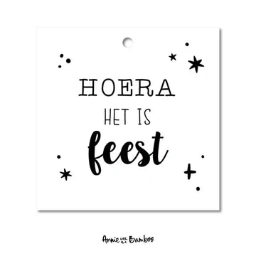 cadeaulabel hoera het is feest