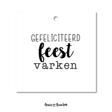 cadeaulabel gefeliciteerd feestvarken