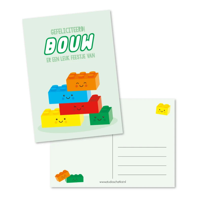 kaart gefeliciteerd bouw er een leuk feestje van