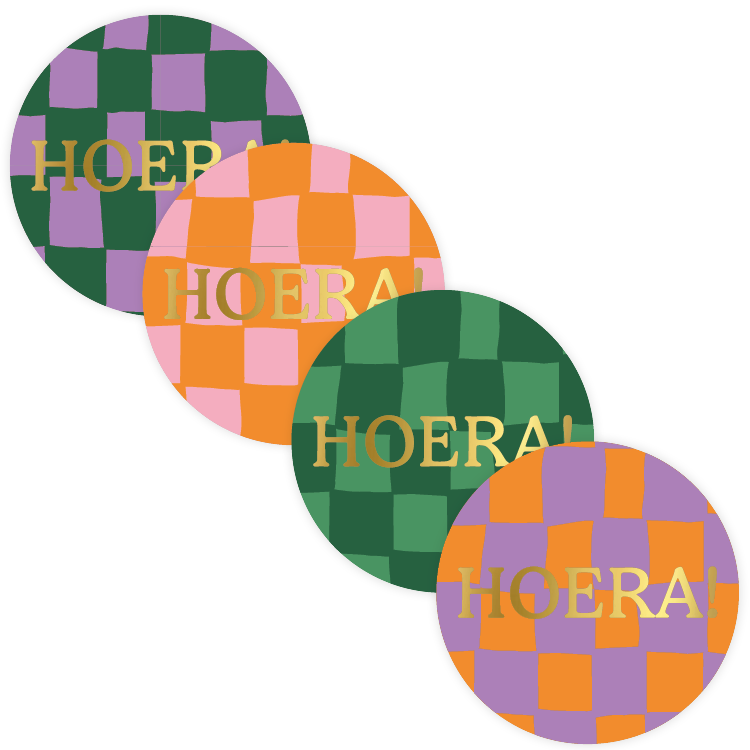 Cadeausticker hoera handdraw grid
