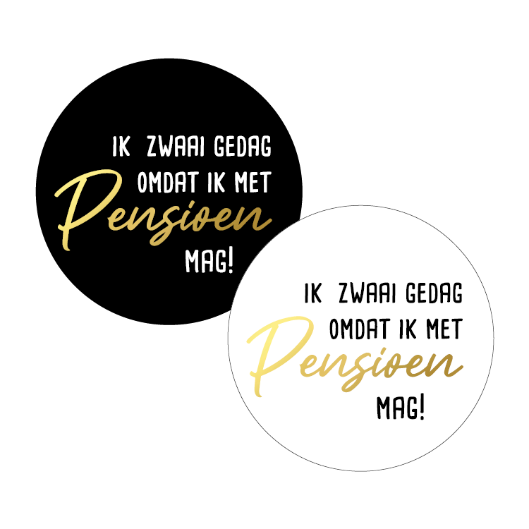 cadeausticker ik zwaai gedag omdat ik met pensioen mag