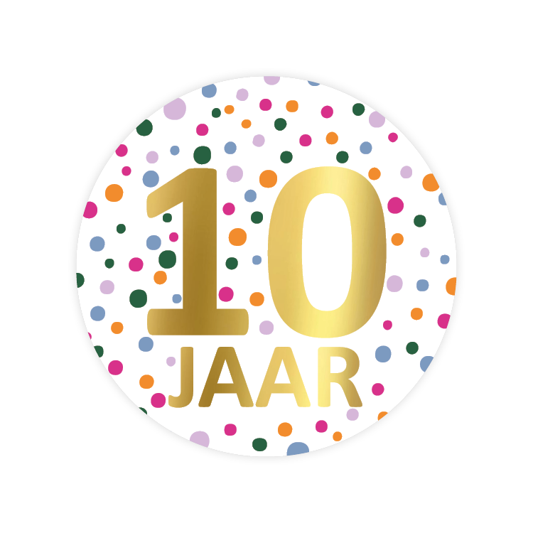 cadeausticker 10 jaar