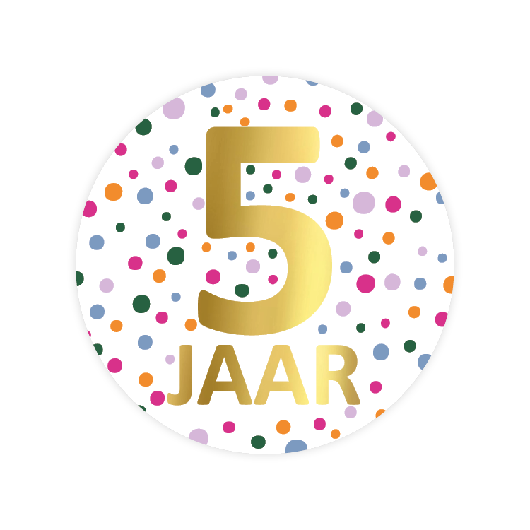 cadeausticker 5 jaar