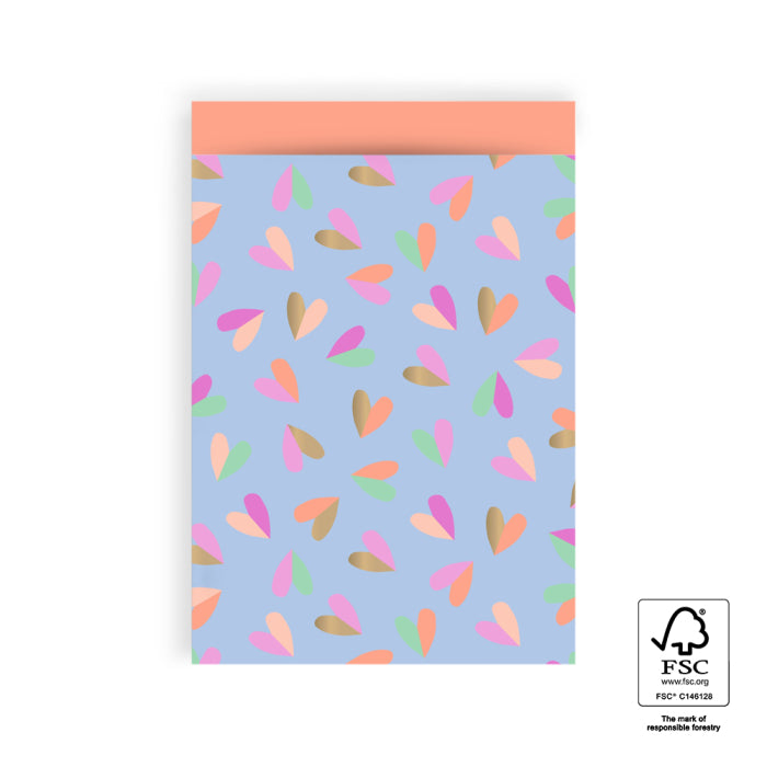 cadeauzakjes hearts duo gold blue salmon