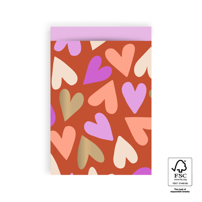 cadeauzakjes big hearts cognac pink