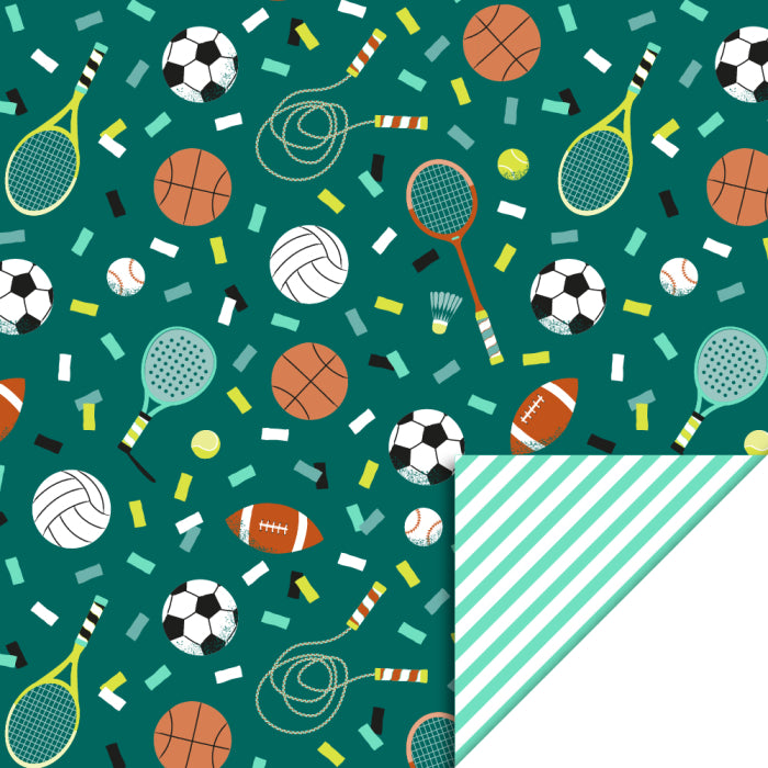 cadeaupapier sports stripes mint