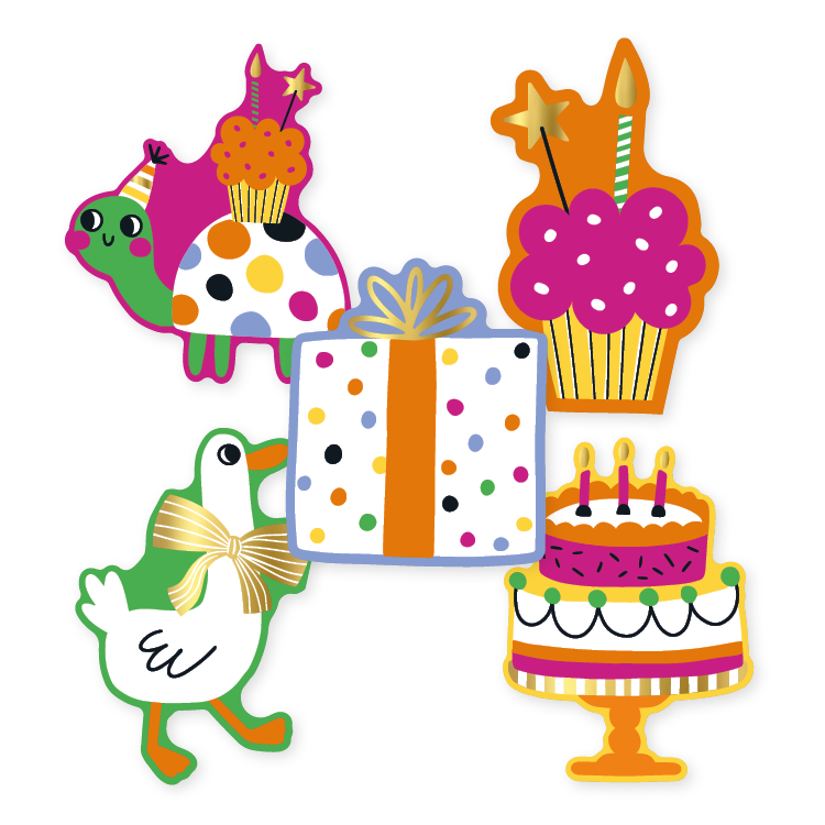 cadeausticker birthday doodles