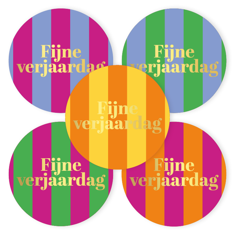 cadeausticker fijne verjaardag strepen